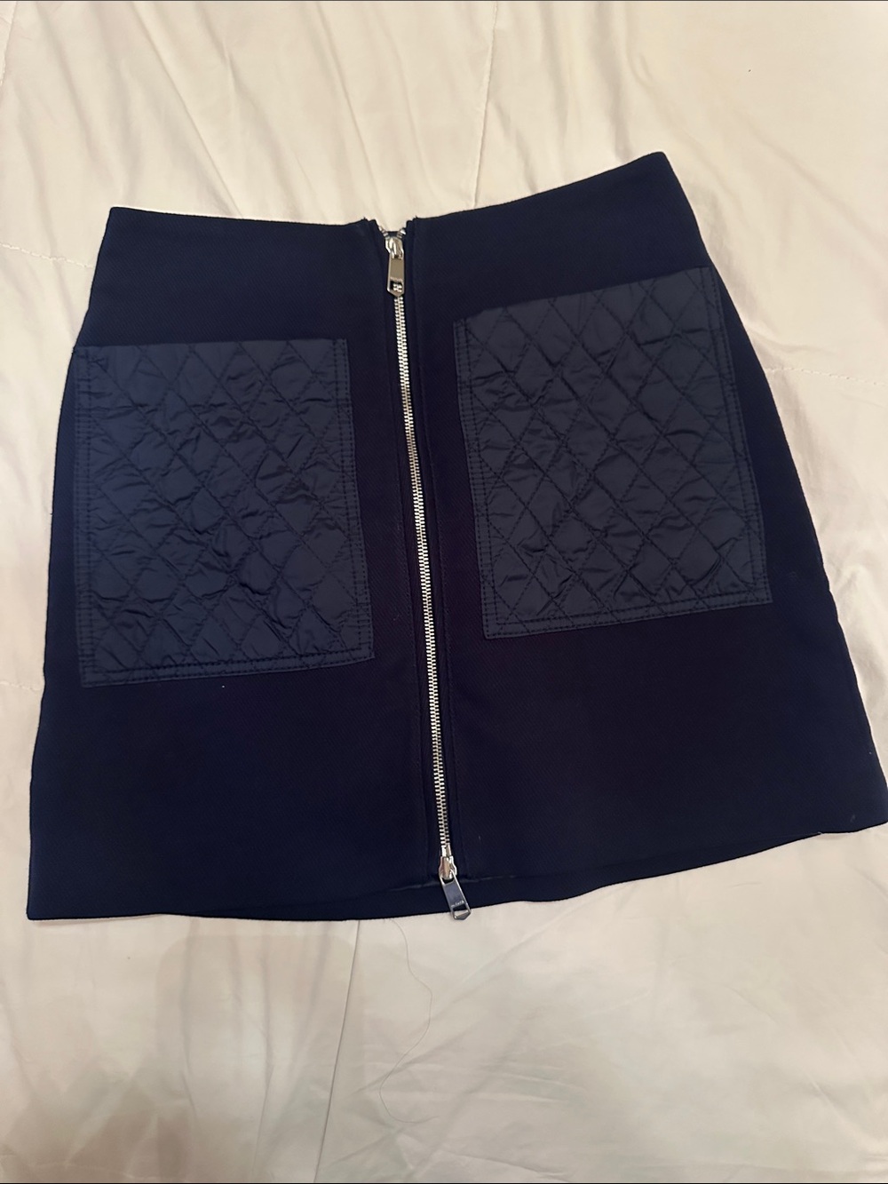 Tommy Hilfiger Navy Quilted Pocket Mini Skirt with Front Zip